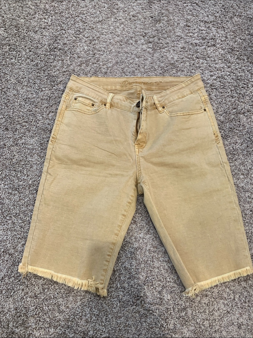 DownEast Frayed Hem Bermuda Shorts - Beige